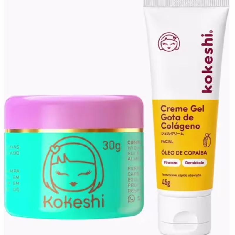 Kit Kokeshi Pele de Porcelana + Creme Gel Gota De Colágeno