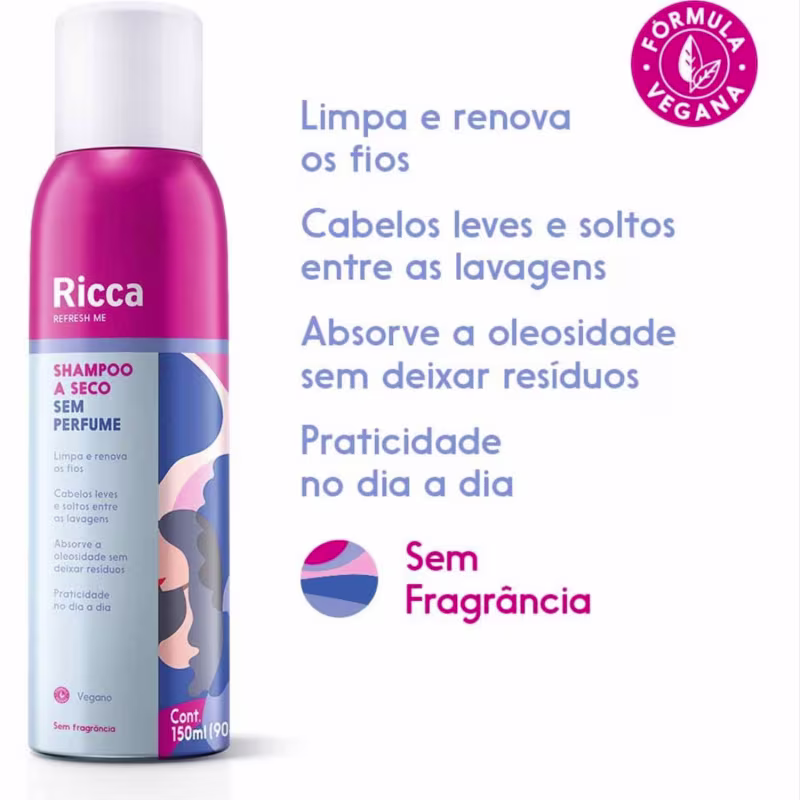 Kit Ricca Shampoo A Seco Sem Perfume 150ml 2 Unidades