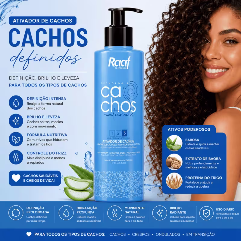 Curly Activator Ativador de Cachos Naturais Raaf Cosmetics - 300ml