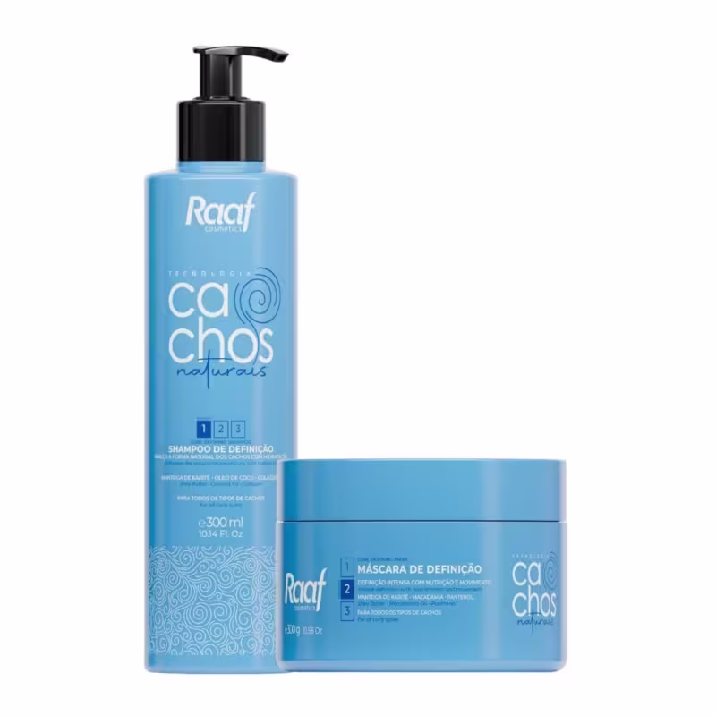 Kit Cachos Naturais Definição Shampoo 300ml + Máscara 300g Raaf Cosmetics
