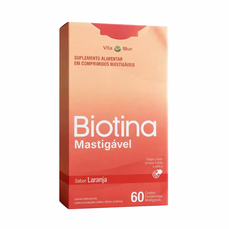 Biotina Sabor Laranja Vita Blue 60 Comprimidos Mastigáveis