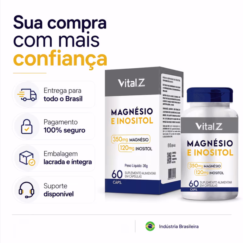 Magnésio e Inositol 60 Cápsulas Vital Z