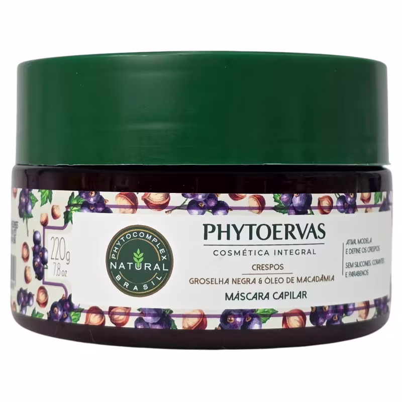 Phytoervas Máscara Capilar Crespos Groselha Negra e Óleo de Macadâmia 220g