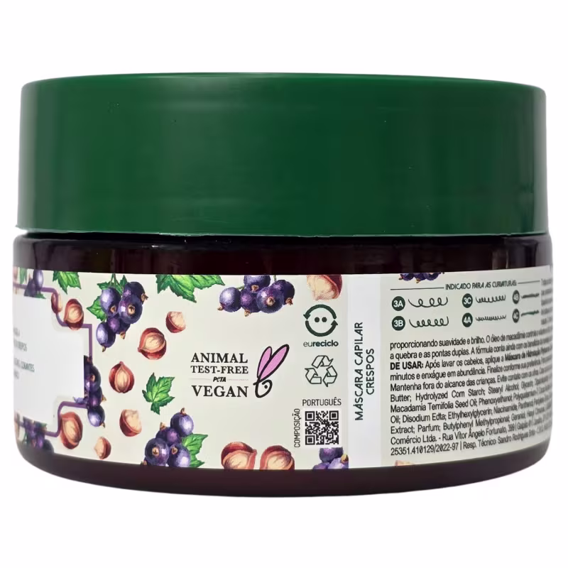 Phytoervas Máscara Capilar Crespos Groselha Negra e Óleo de Macadâmia 220g