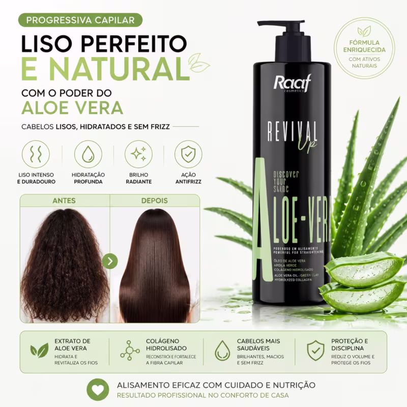 Máscara Progressiva Capilar Revival Aloe Vera Raaf - 1L
