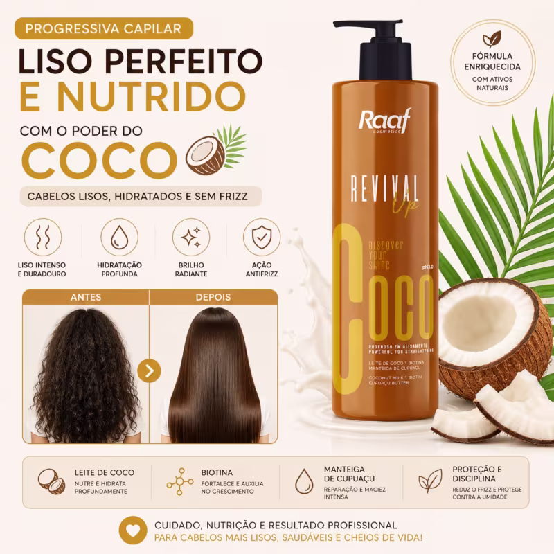 Máscara Progressiva Capilar Alisamento Revival Coco - 1L