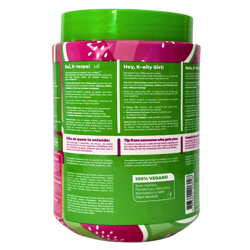 Kanechom Meus Crespos Tratamento 2 em 1 Hidratação Melancia Vegano 1kg