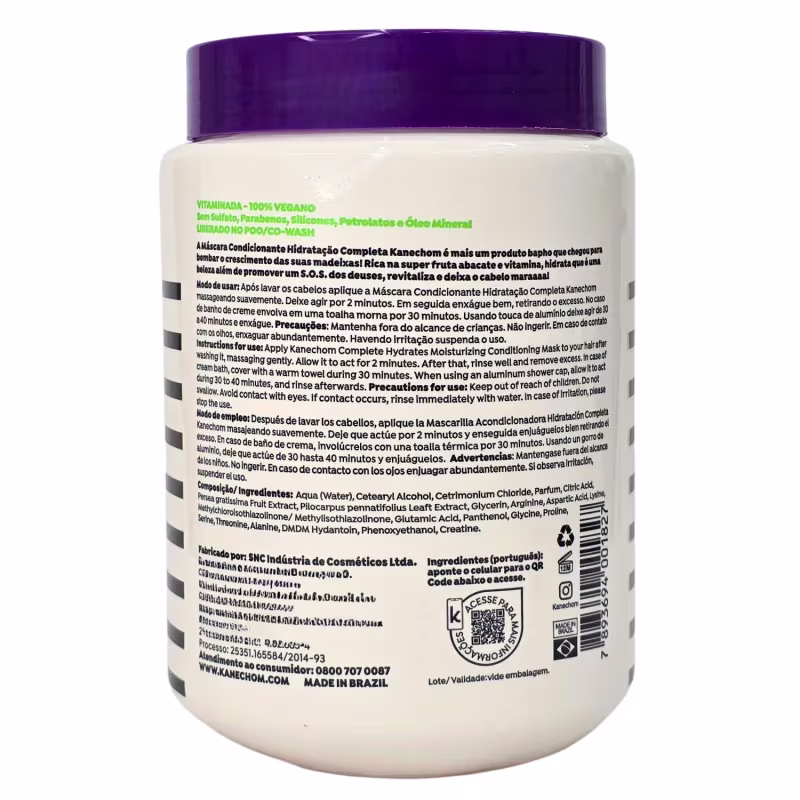 Kanechom Abacate Máscara Capilar Vitaminada Vegano 1kg
