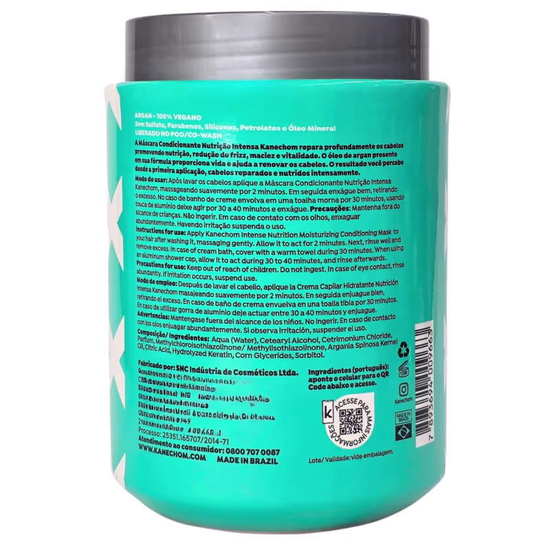 Kanechom Nutrição Intensa Máscara Capilar Argan Vegano 1kg