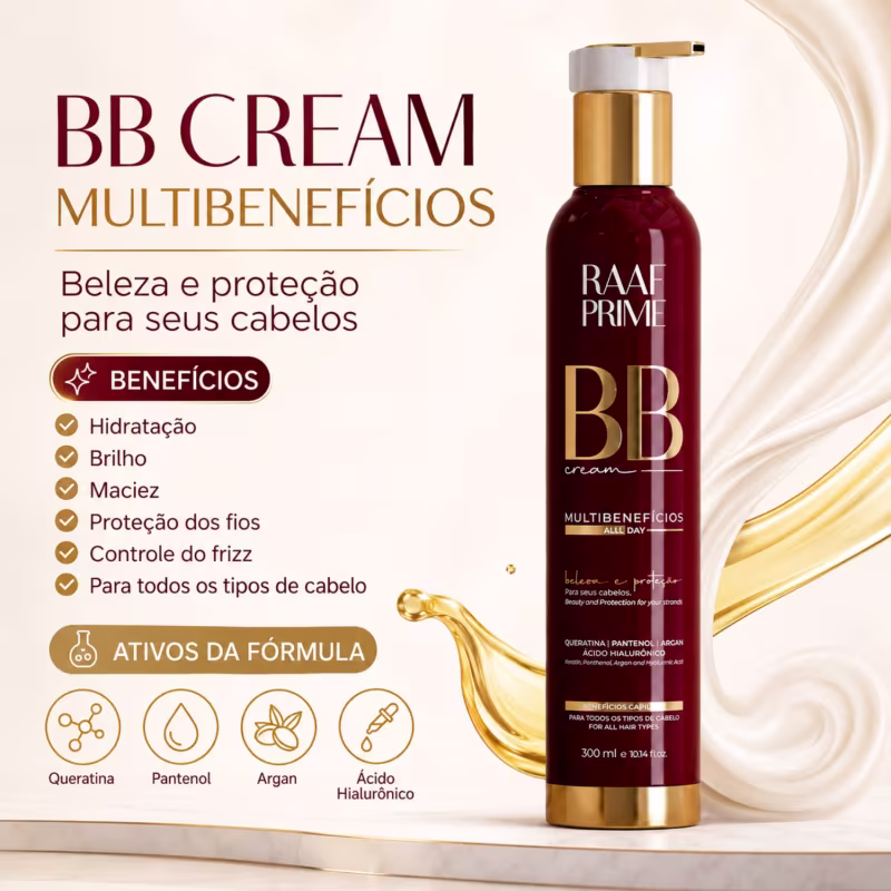 Leave-in BB Cream Multibenefícios 10 em 1 Raaf Cosmetics - 300ml