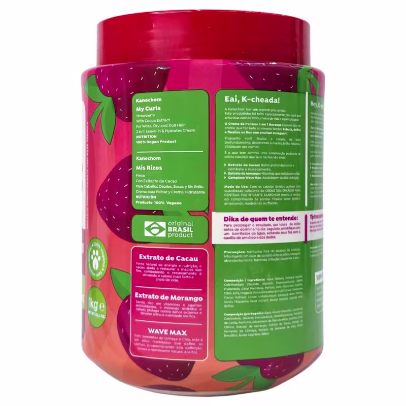 Kanechom Meus Cachos Tratamento 2 em 1 Nutrição Morango Vegano 1kg