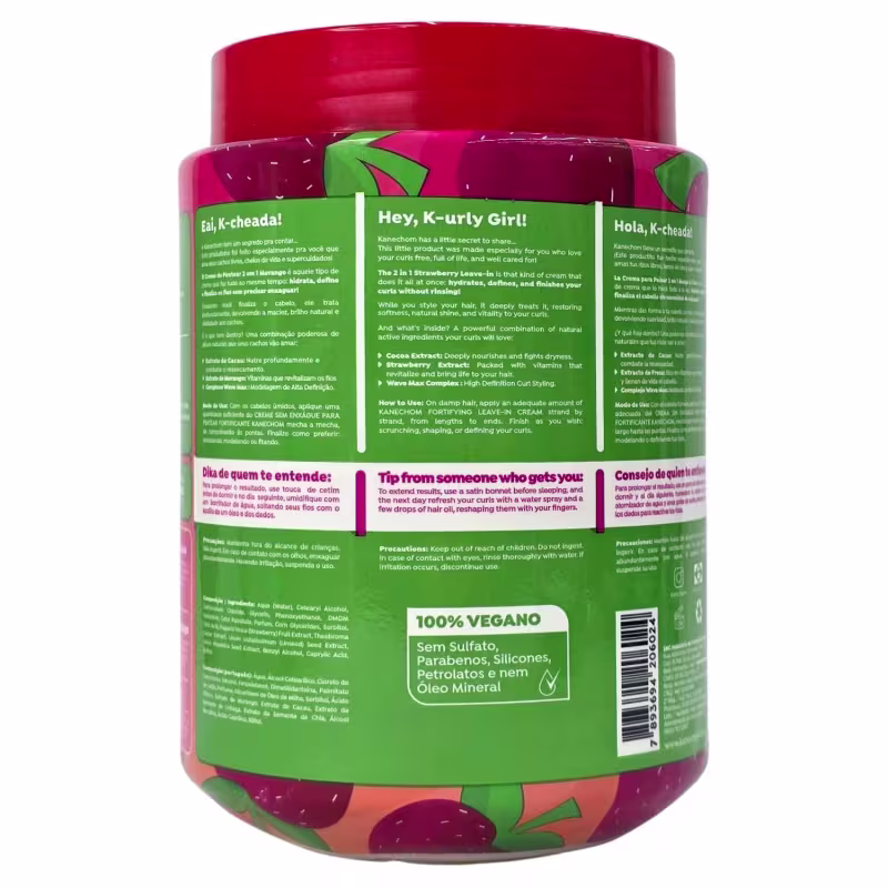Kanechom Meus Cachos Tratamento 2 em 1 Nutrição Morango Vegano 1kg