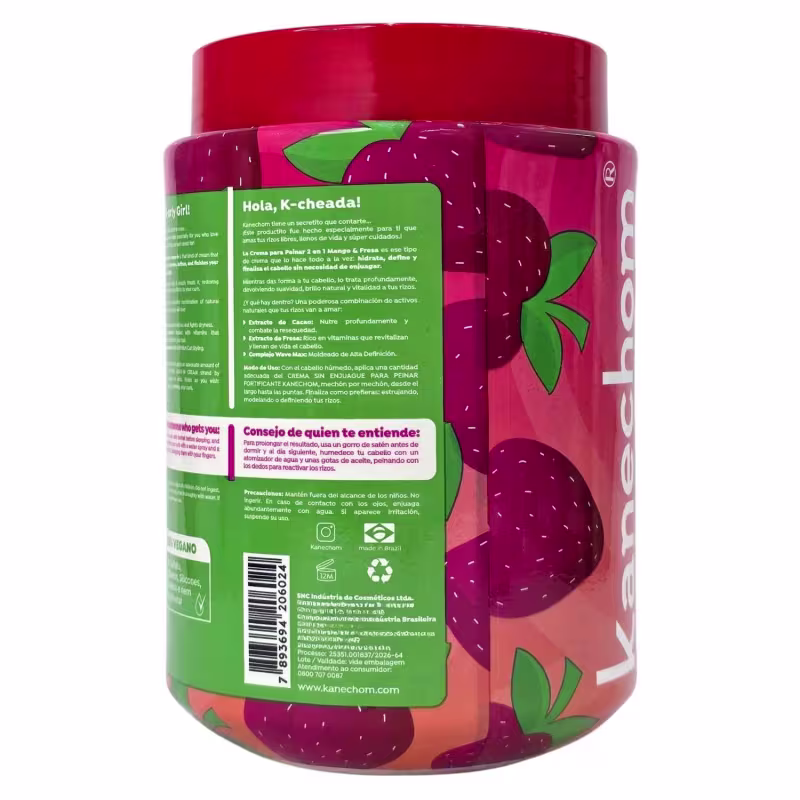 Kanechom Meus Cachos Tratamento 2 em 1 Nutrição Morango Vegano 1kg