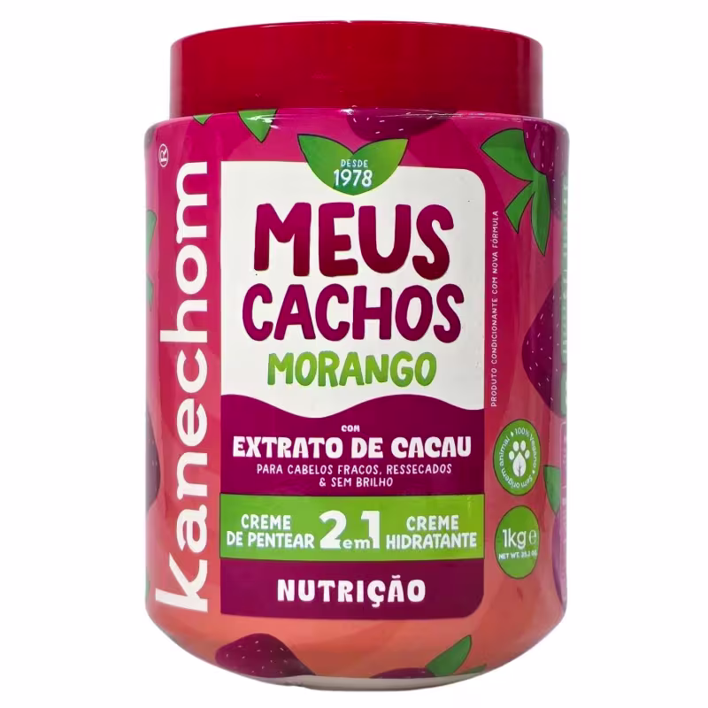 Kanechom Meus Cachos Tratamento 2 em 1 Nutrição Morango Vegano 1kg