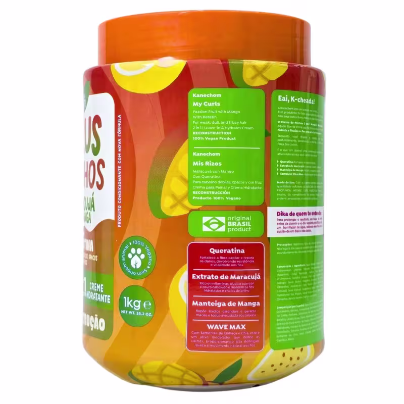 Kanechom Meus Cachos Tratamento 2 em 1 Reconstrução Maracujá e Manga Vegano 1kg