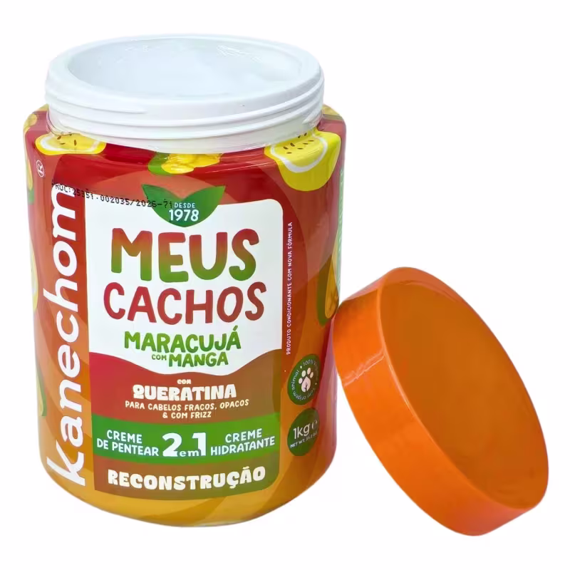 Kanechom Meus Cachos Tratamento 2 em 1 Reconstrução Maracujá e Manga Vegano 1kg