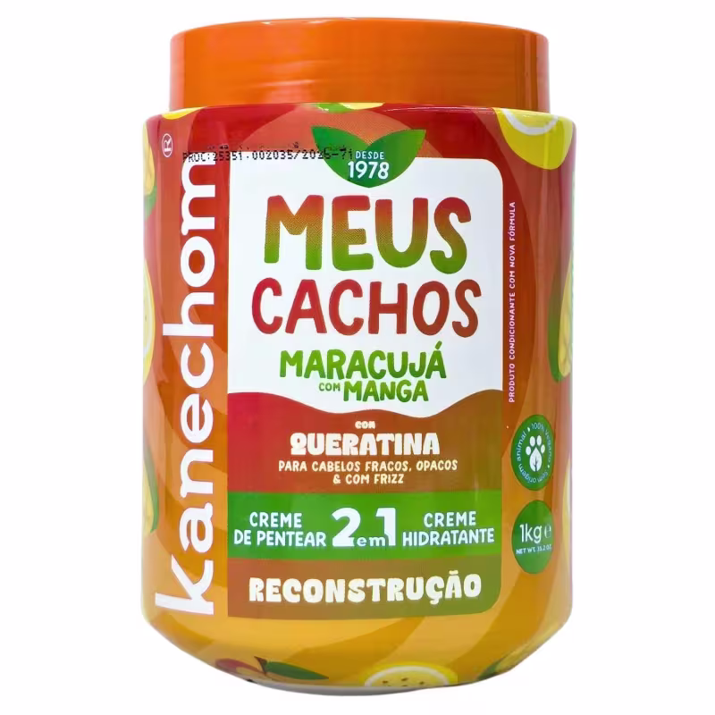 Kanechom Meus Cachos Tratamento 2 em 1 Reconstrução Maracujá e Manga Vegano 1kg