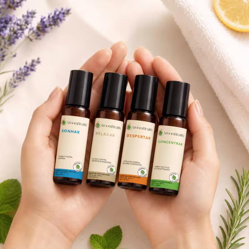 Kit 4 blends de óleos essenciais - Concentrar, Despertar, Relaxar e Sonhar roll-on - 10 ml cada