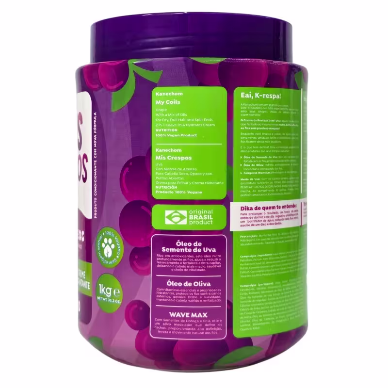 Kanechom Meus Crespos Tratamento 2 em 1 Nutrição Uva Vegano 1kg