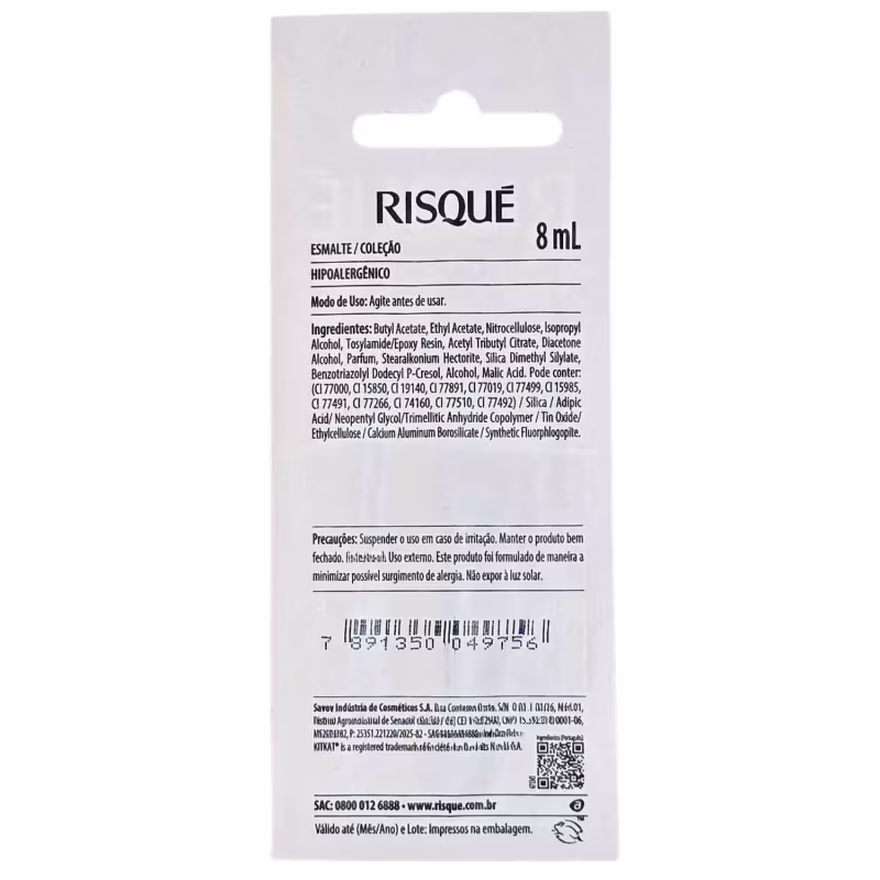 Risque Kit Kat Esmalte Cremoso Crocante Na Medida Blister 8ml