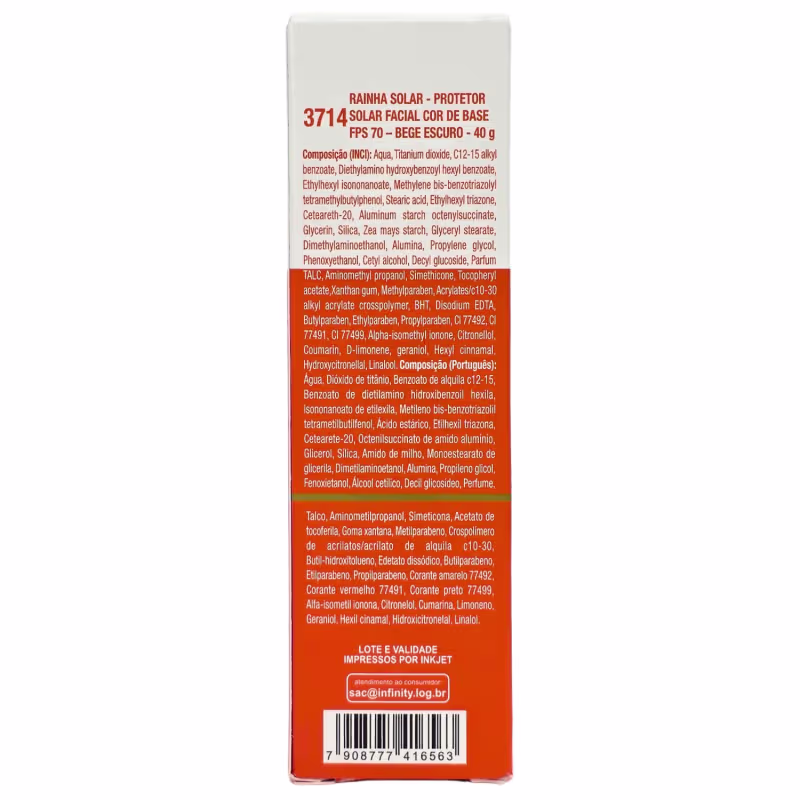Abelha Rainha Rainha Solar Protetor Solar Facial Cor De Base Bege Escuro FPS 70 40g