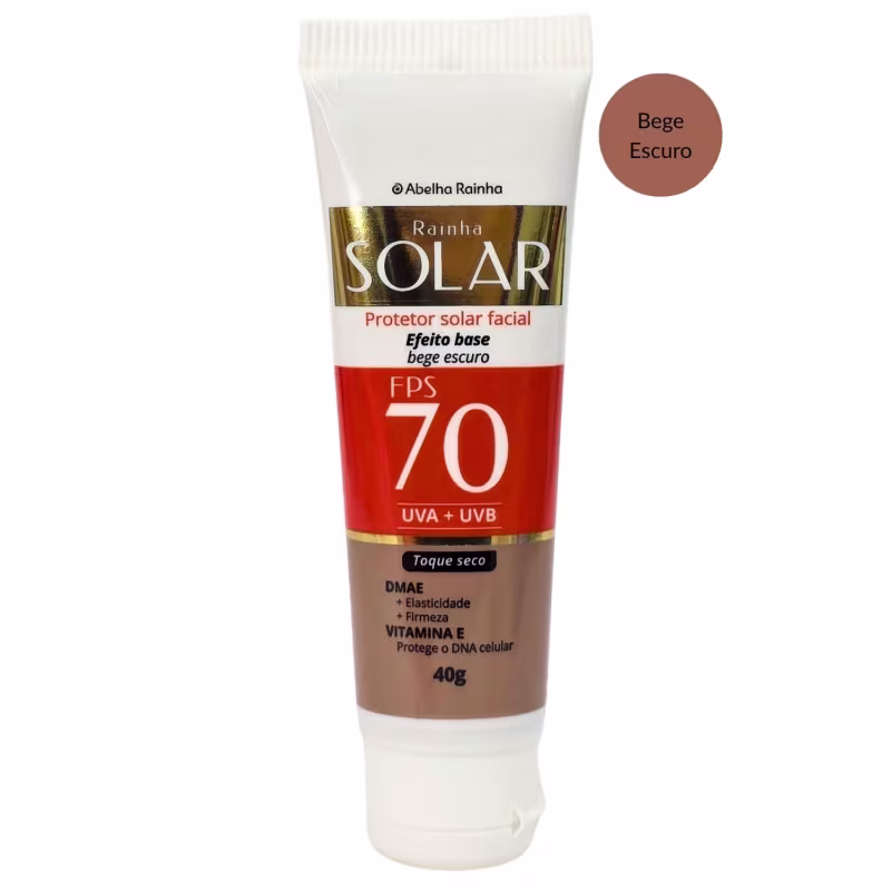 Abelha Rainha Rainha Solar Protetor Solar Facial Cor De Base Bege Escuro FPS 70 40g