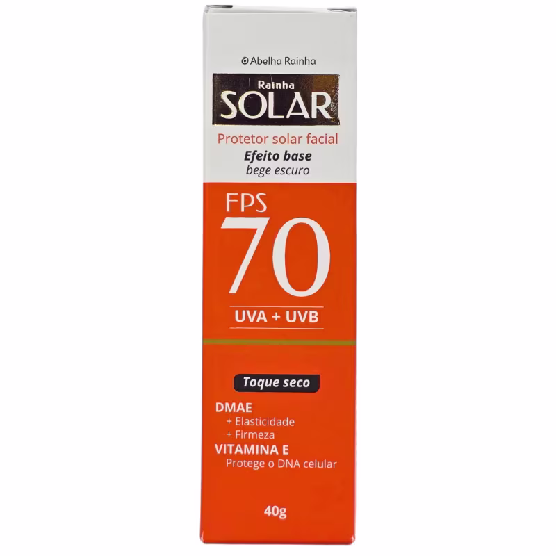 Abelha Rainha Rainha Solar Protetor Solar Facial Cor De Base Bege Escuro FPS 70 40g