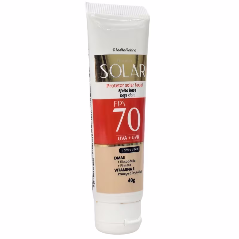 Abelha Rainha Rainha Solar Protetor Solar Facial Cor De Base Bege Claro FPS 70 40g