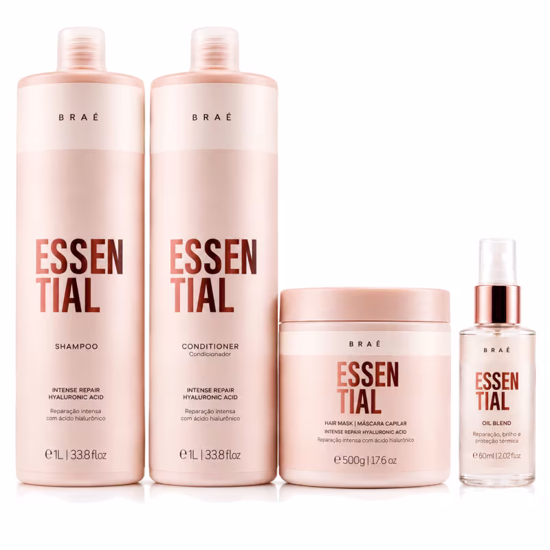 Kit Essential Shampoo e Condicionador 1L + Mascara 500g + Essential - Óleo Capilar Hidratação e Reparação 60ml