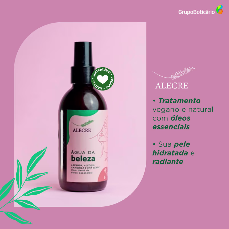 Alecre Lavanda, Alecrim, Camomila e Chá Verde - Água da Beleza 200ml