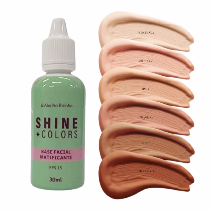 Abelha Rainha Shine Colors Base Líquida Matificante FPS 15 Amêndoas 30ml