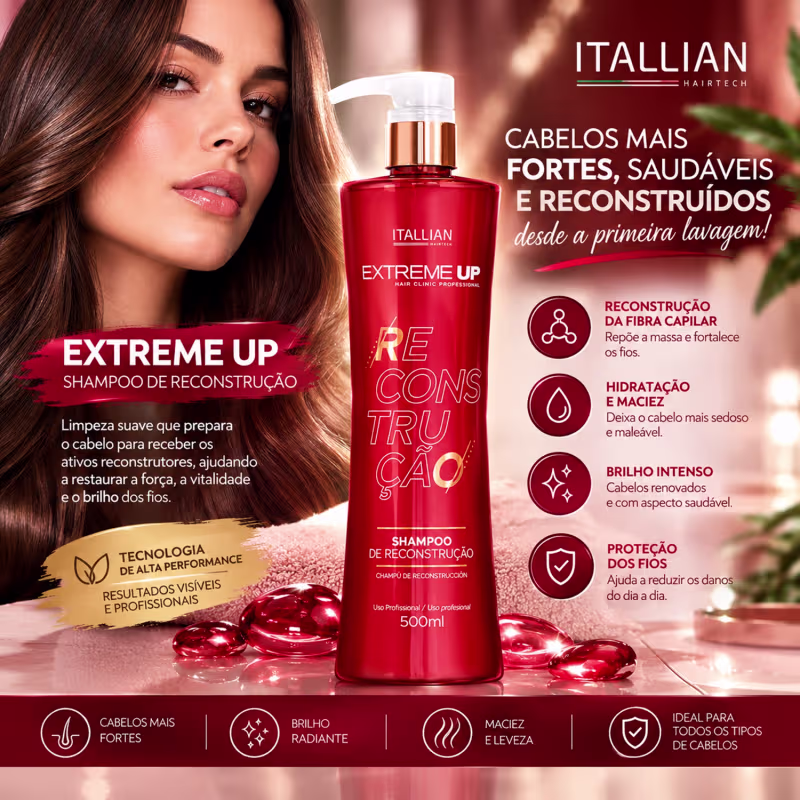 Shampoo Profissional Extreme Up Reconstrução Intensa para Cabelos Danificados 500ml