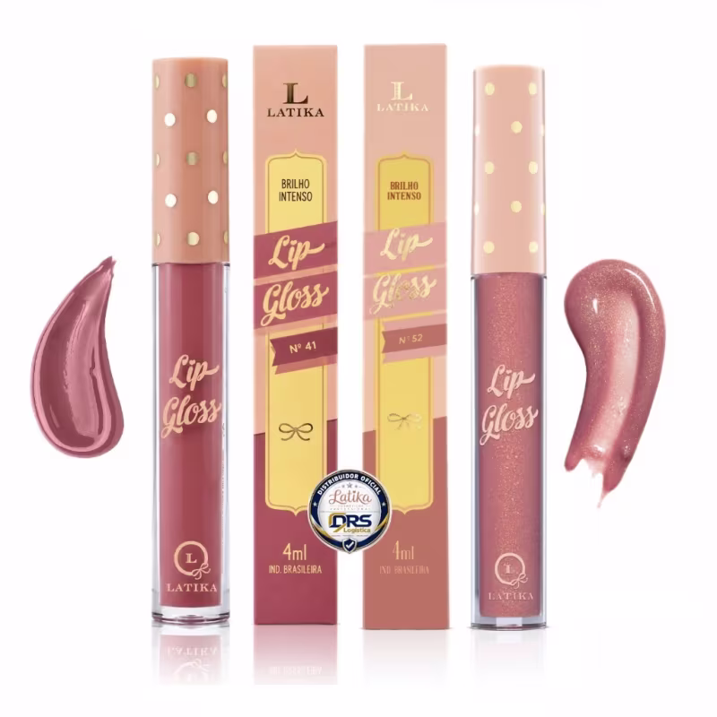 Kit 2 Gloss Labial Latika Lip Hidratante – Cores Nude Glam e Brilho 41 + 52