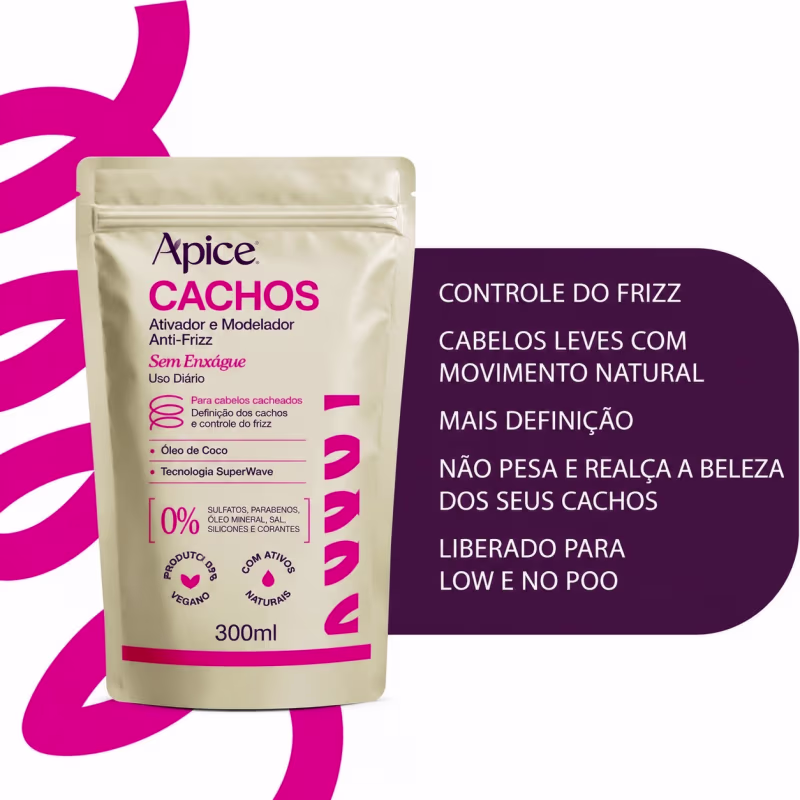 Refil Ativador e Modelador Anti-Frizz Apice Cachos Essence 300ml