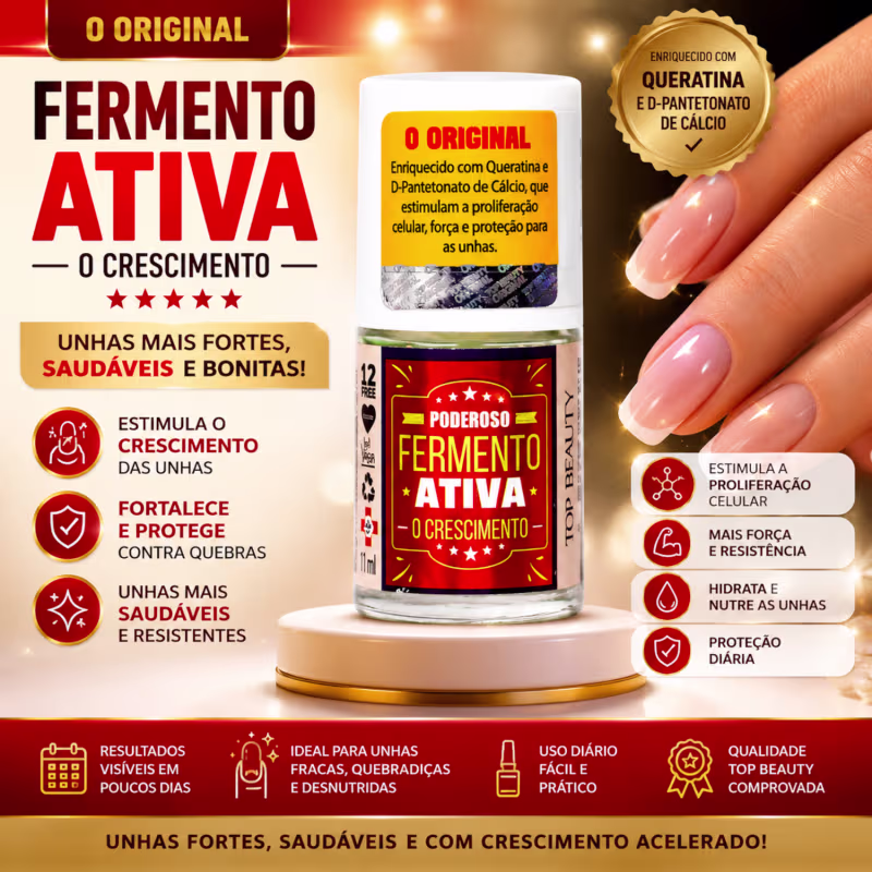 Base Fermento Ativa Top Beauty 7ml SOS Unhas Queratina 7ml