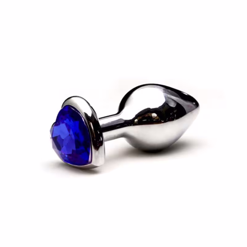 Plug Anal em Metal Grande Base Coração e Cristal Colorido - Roxo