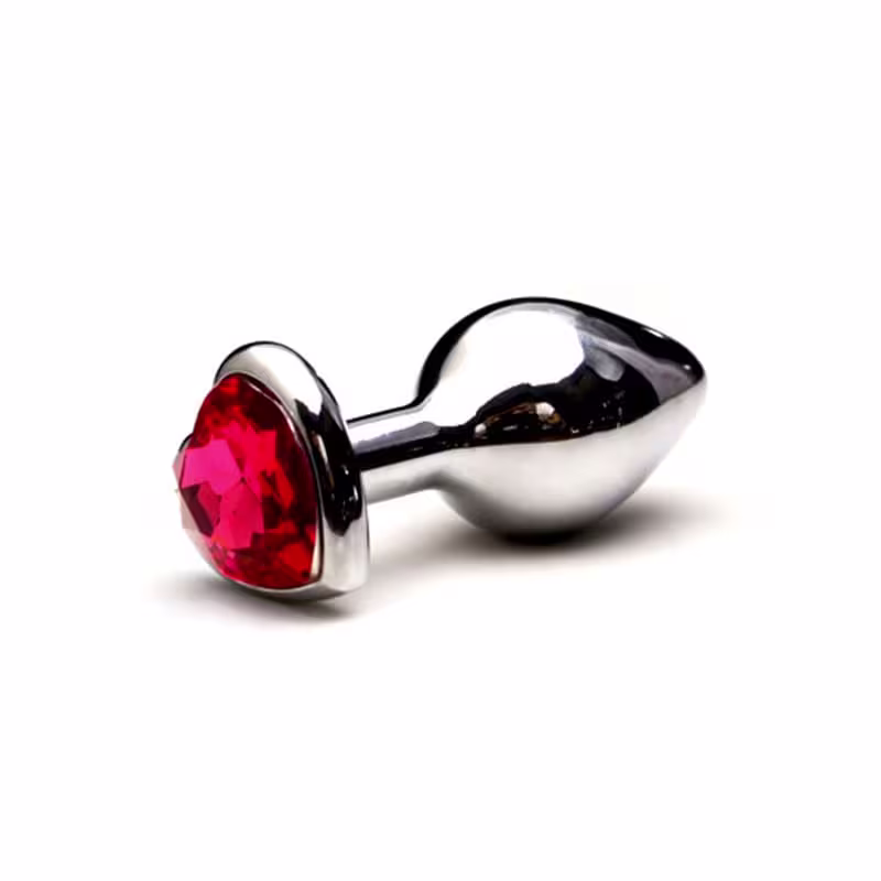 Plug Anal em Metal Grande Base Coração e Cristal Colorido - Roxo