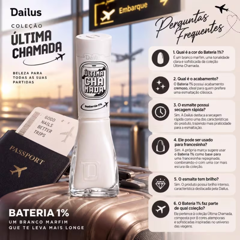 Esmalte Cremoso Dailus Última Chamada Bateria 1% 8ml