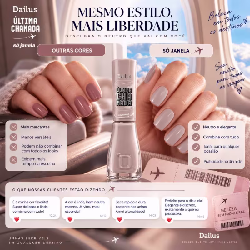 Esmalte Cremoso Dailus Última Chamada Só Janela 8ml