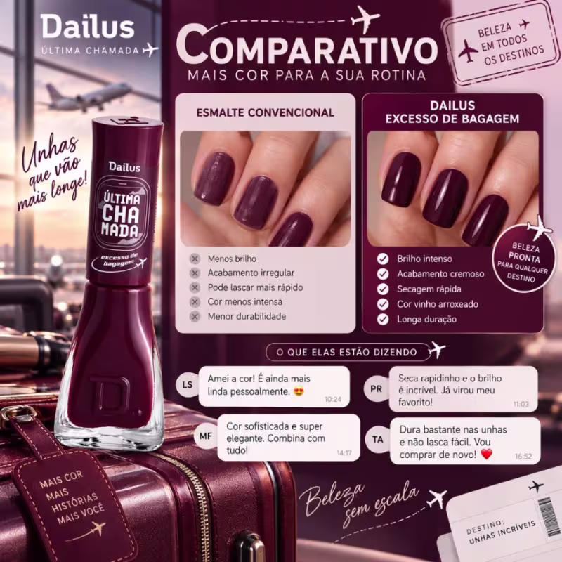 Esmalte Cremoso Dailus Última Chamada Excesso De Bagagem 8ml