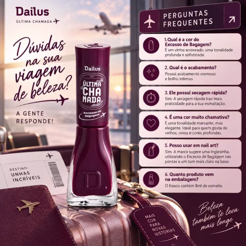 Esmalte Cremoso Dailus Última Chamada Excesso De Bagagem 8ml