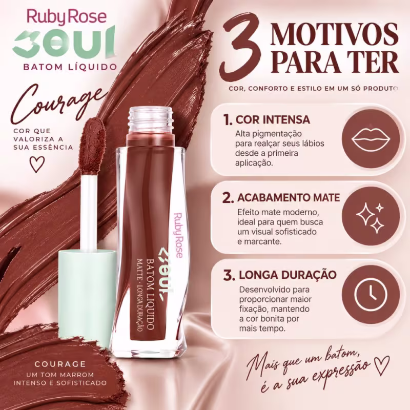 Batom Líquido Ruby Rose Wonder Soul Courage Hb-l6209-4