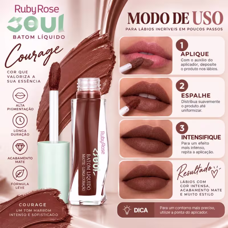 Batom Líquido Ruby Rose Wonder Soul Courage Hb-l6209-4