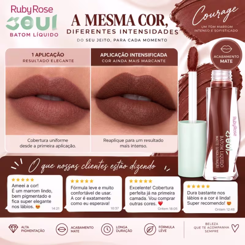 Batom Líquido Ruby Rose Wonder Soul Courage Hb-l6209-4