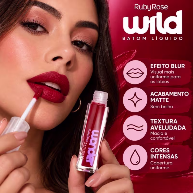 Batom Líquido Ruby Rose Wonder Wild Ferocioues Hb-l6208-2
