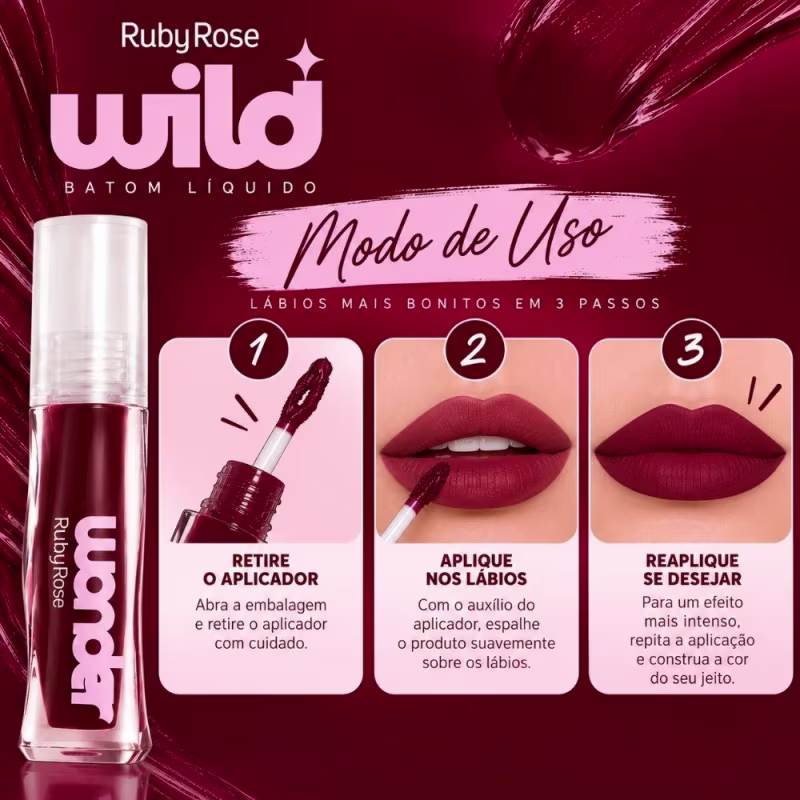 Batom Líquido Ruby Rose Wonder Wild Furious Hb-l6208-4