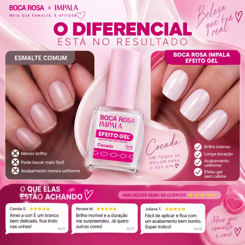 Esmalte Efeito Gel Impala Boca Rosa Cocada 11ml