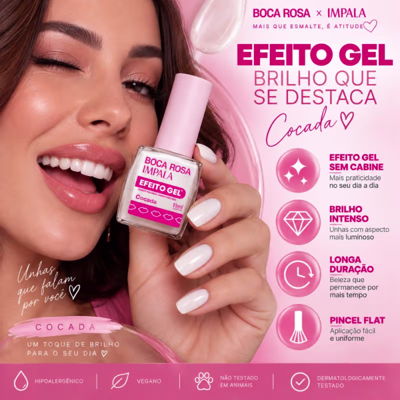 Esmalte Efeito Gel Impala Boca Rosa Cocada 11ml