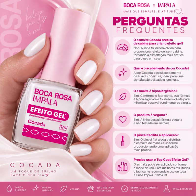 Esmalte Efeito Gel Impala Boca Rosa Cocada 11ml