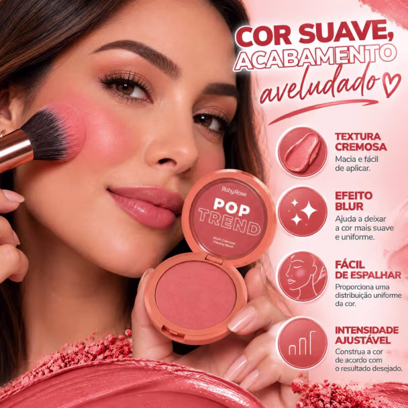 Blush Cremoso Ruby Rose Pop Trend Pt40 Hb-m17-4